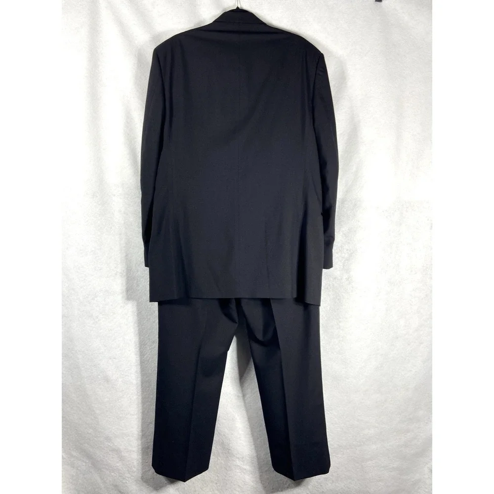 Vintage After Six 2PC Tuxedo Suit Mens 46L Black Wool Super 100's Formal Wedding